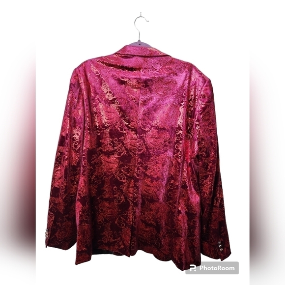 NWT Burgundy and Metallic Paisley Swirl Cloudstyle Jacket XL - Picture 2 of 9